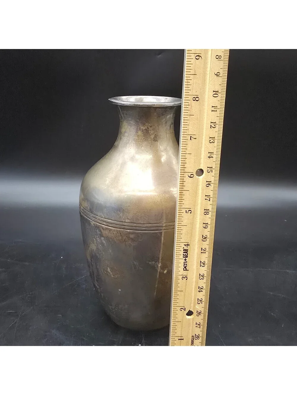 Vintage International Silver Co Silverplate Vase Made in India Heavy Patina